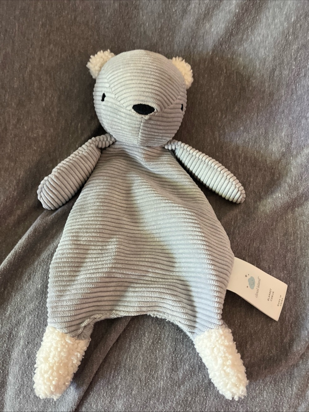 Cloud Island Gray bear lovey plush corduroy ribbed target